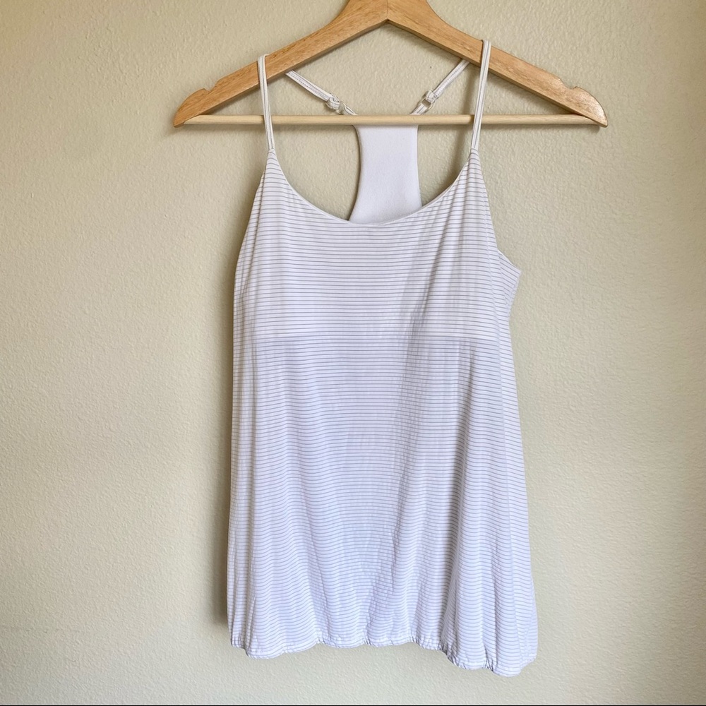 Beyond Yoga Tank Top White Striped Size Small